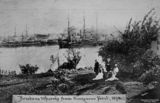 Picture relating to Brisbane - titled 'Brisbane Wharves from Kangaroo Point, 1878.'