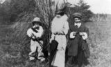 Picture relating to Horton - titled 'Three children dressing up as adults, Horton, 1912'