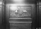 Picture relating to Parliament House - titled 'Australian Coat of Arms, senate chamber - Old Parliament House.'