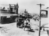 Picture relating to Mosman Street - titled 'Outside the Prince of Wales Hotel on Mosman Street, Charters Towers, Queensland, ca. 1896'