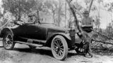 Picture relating to Blackbutt - titled 'Joe and Will Gibson in their Hudson roadster, Blackbutt, 1929'